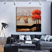 Arthyx Handpainted Modern City Bridge Thick Textured Knife Landscape Oil Painting On Canvas Wall Art Picture For Home Decoration 2024 - buy cheap