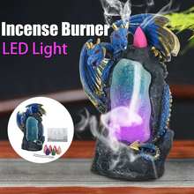 LED Dragon Backflow Incense Burner Ceramic Waterfall Incense Holder Censer with Cones Aromatherapy Home Decoration 2024 - buy cheap