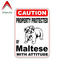 Aliauto cuidado etiqueta do carro propriedade protegida por cão maltês decoração vinil decalque capa arranhões para toyota volvo, 14cm * 10cm 2024 - compre barato