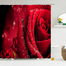 Mamparas de baño con estampado 3D de flores y rosas rojas, cortina de ducha de baño, tela de poliéster impermeable, decoración del hogar, varios tamaños 2024 - compra barato