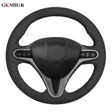 DIY Hand-stitched Black Genuine Leather Suede Car Steering Wheel Cover For Honda Civic Civic 8 2006-2011 (3-Spoke) 2024 - buy cheap