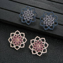 Luxury Colorful Flower Stud Earrings For Women Wedding Cubic Zirconia Dubai Bridal Earring Jewelry Accessories  E9634 2024 - buy cheap
