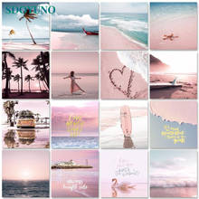 SDOYUNO 60x75cm Paint By Numbers Pink Scenery DIY Oil Painting By Numbers On Canvas Seascape Frameless Number Painting Decor 2024 - buy cheap