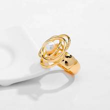 Sophiaxuan anel de pérola verde, na moda, anel feminino dourado/prateado, geométricos, acessórios para escritório e festa, 2020 2024 - compre barato