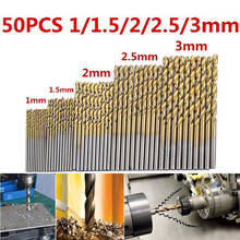 50Pcs/Set 1/1.5/2.0/2.5/3mm Titanium Coated Twist Drill Bit High Steel for Woodworking Plastic And Aluminum HSS Drill Bit Sets 2024 - buy cheap