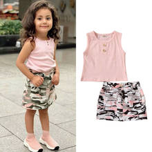 Citgeett Summer 2PCS Toddler Baby Girls Summer Clothes Set Tops Vest+Camo Mini Skirt Outfits Set 2024 - buy cheap