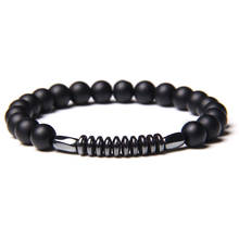 Slice Hematite Bracelet Gift Nature Black Onyx Stone Beads Bracelet For Men Vintage Elastic Jewelry Pulsera For Women Friendship 2024 - buy cheap