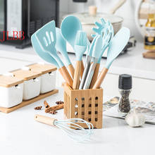 12PCS Silicone Cooking Utensils Set Non-stick Spatula Shovel Wooden Handle Cooking Tools Set With Storage Box Kitchen Tools Set 2024 - buy cheap