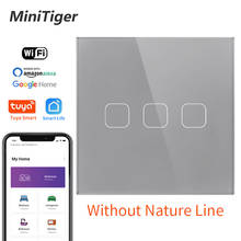 Minitiger-interruptor de luz inteligente para el hogar, pulsador de pared inalámbrico de 3 entradas, de cristal, con WiFi y Control táctil por aplicación, 1/2/3 entradas 2024 - compra barato
