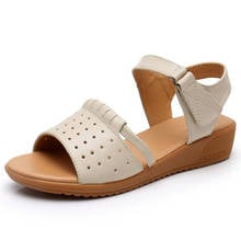 2020 New Summer Sandals Hollow Open Toe Genuine Leather Sandals Concise Fashion Casual Sandals Light Comfort Wedge Women Sandals 2024 - buy cheap