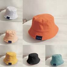 Toddler Kids Sun Protection Wide Brim Bucket Hat Harajuku Letters Label Simple Solid Color Foldable Panama Fisherman Cap 2024 - buy cheap