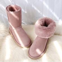 G&Zaco Luxury Winter Boots Women Sheep Wool Boots Shoes Genuine Sheepskin Snow Boots Classic Mid-Calf Female Suede Leather Boot 2024 - buy cheap