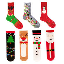 A Pair of Christmas Stockings Men and Women Wear elk Snowman Red White and Black Soft and Comfortable Tube Socks 2024 - buy cheap