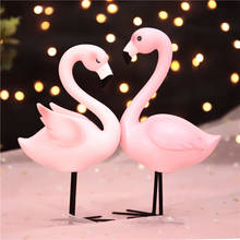 lovely cartoon pink flamingo bird resin craft Desktop ornaments lovers wedding decoration home furnishing accessories gift a0060 2024 - buy cheap