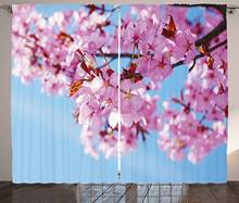 Cortinas florais rosa cerejeira em flor completa japonesas sakura flores foto primavera sala quarto janela cortinas laranja 2024 - compre barato