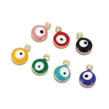 8MM Gold tone stainless steel Evil Eye Greek Mati Turkish Nazar Pendant Charm for jewelry making 2024 - buy cheap