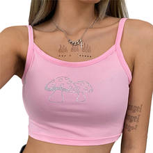 Crop Tops ajustados para mujer, Tops cortos sin mangas con tirantes finos, camisola con patrón de seta de diamantes de imitación para primavera y verano 2024 - compra barato