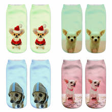 Calcetines de algodón con estampado 3D de Chihuahua para mujer, medias con estampado de perro Adorable, regalo para mujer 2024 - compra barato