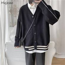 Cardigã masculino listrado para outono, recém-chegado, blusas masculinas, estilo baggy coreano ulzzang chic 2024 - compre barato