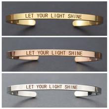 LET YOUR LIGHT SHINE Engraved Cuff Bracelet Inspirational Quotes Bracelet Bangle Inspirational Jewelry for Women Christmas Gifts 2024 - buy cheap