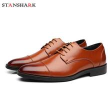 Stan shark homens vestido italiano sapatos de couro moda designer luxo formal negócios artesanal oxfords sapatos de casamento tamanho grande 2024 - compre barato