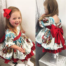 Vestido de tutú de Navidad para niña de 1 a 6 años, de encaje para bebé, Santa Claus, manga abombada, lazo trasero, Bola de fiesta, vestido de princesa Swing, disfraces de Navidad 2024 - compra barato