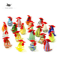 Mini Figurine Handmade Glass Chicken Craft Ornament Colorful Fresh Style Cute Animal Rooster Easter Holiday Party Gifts For Kids 2024 - buy cheap