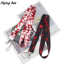 Flyingbee Scary Bloodstain Painting Art KeyChain Lanyard Neck Strap For Phone Keys ID Card Fashion Lanyards Helloween Gift X1513 2024 - buy cheap