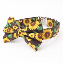 sunflower Dog collar bow tie matching lead for 5size to choose ,best wedding dog collar gifts for your pet 2024 - buy cheap