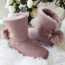 Fashion Mid Calf Snow Boots 2021 Shoes Women Real Wool Winter Warm Boots Genuine Sheepskin Natural Fur Non-Slip Women Boots 2024 - buy cheap