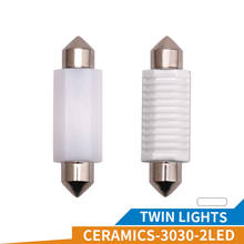 2 pces c10w c5w lâmpadas led festão 31mm 36mm 39mm 41mm cerâmica 3030 2smd indicador automático dome luz de leitura lâmpada da placa de licença 12v 2024 - compre barato