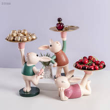 European Cute Carrot Rabbit Tray Resin Animal Sculpture Figurines Living Room Desktop Decoration Crafts Candy Fruit Storage Tray 2024 - buy cheap