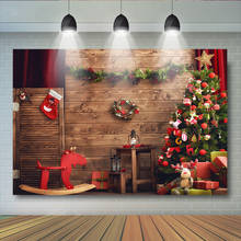 Christmas wood Wall board Christmas Backdrops Gifts Christmas Trees Horse Toys Backgrounds Socks Birthday Party Photo Studio 2024 - buy cheap