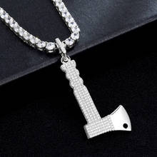 D&Z Necklace Iced Out Cubic Zircon Stones Bling Axe Pendant Gold Silver Color Iced Out Cubic Zircon Micro Paved Fashion Jewelr 2024 - buy cheap