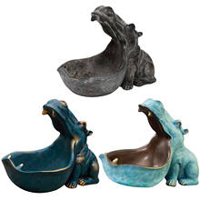 Big Mouth Hippo Figurine Key Bowl Home Resin Hippo Figurine Jewelry Holder #W0 2024 - buy cheap