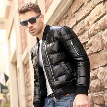 Men Winter Warm Genuine Leather White Duck Down Jackets Flight Coats Large Size Real Leather Sheepskin Bomber Jackets Aviation 2024 - buy cheap