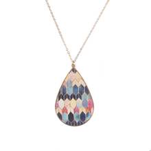 N5698 ZWPON Paisley Print PU Leather Teardrop Necklace for Women Long Necklace Ethnic Moroccan Necklace Jewelry Wholesale 2024 - buy cheap