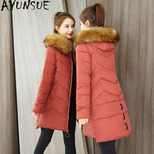 Ayune-chaqueta con capucha para Mujer, abrigo de algodón con cuello de piel grande, Parkas, ropa coreana, KJ5398, Otoño e Invierno 2024 - compra barato