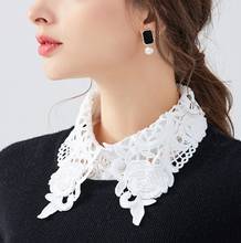 Collares de encaje elegantes para mujer, camisa de cuello falso con cuentas, cuello desmontable blanco, Media camisa, Col Nep Kraagie 2024 - compra barato