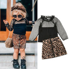 1-6T Toddler Kids Baby Girl Fashion Leopard Clothes set Long Sleeve Blouse Lace Tops Skirt Dress set Elegant Streetwear Outfit 2024 - buy cheap