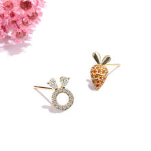 karopel rhinestones crystal Earrings For Women Exquisite Zircon Radish Rabbit stud Earring cute Girl Jewelry Valentine's Day Gif 2024 - buy cheap