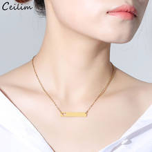 Fashion Stainless Steel Hollow Heart Blank Bar Pendant Necklace Women High Quality Rose Gold Silver Color Chain Chokers Jewelry 2024 - buy cheap