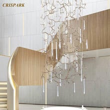 Postmodern Clear Crystal Chandelier Light LED Luxury Copper Branch Waterdrop Linear Project Lamp Art Deco Staircase Loft Villa 2024 - buy cheap