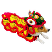 Забавная Одежда для собак, китайский костюм для домашних животных, куртки для кошек с рисунком дракона, Льва, красный праздничный костюм на удачу, Тедди 2024 - купить недорого