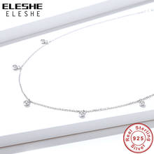 Colar feminino de prata esterlina 925, gargantilha corrente círculo estação cristal tendência 2024 - compre barato