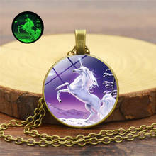 2019 Glow In The Dark Flying Horse Necklace Fashion Glass Pendant Necklace 9 Style Copper Chain Women Girl Luminous Jewelry 2024 - buy cheap