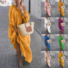 Women Clothes Autumn Boho Plus Size Dresses Casual Off The Shoulder Vintage Dress Loose Maxi Dress Robes Vestidos Femme 2024 - buy cheap