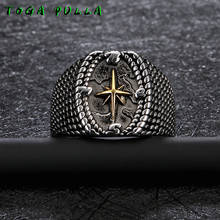 Fashion Men's Viking Nordic Gold North Star Ring Vintage Dot Bump 316L Stainless Steel Ring Male Biker Accessories Jewelry 2020 2024 - buy cheap