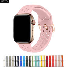 Ремешок URVOI для apple watch 6 SE 5 4 3 2, спортивный браслет для iwatch 40 44 мм, резиновый браслет с металлической пряжкой, Мягкая прочная Замена 2024 - купить недорого