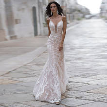 Ivory V Neck Floor Length Wedding Dresses for Ladies 2022 New Spring/Summer Dress Lace Sleeveless Bridal Gowns   Robe De Mariée 2024 - buy cheap